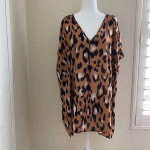 Leopard cold shoulder dress